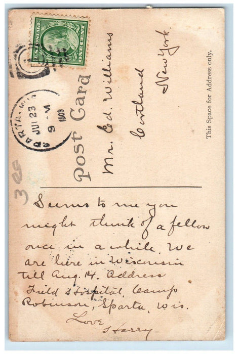 1909 Soldiers Monument North Park Cannon Sparta Wisconsin WI Antique Postcard