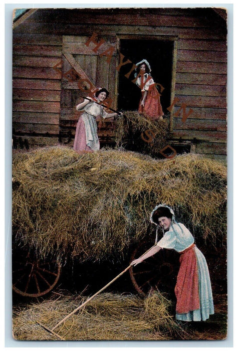 1910 Haying Leola Harvest Farm South Dakota Answer Soon Vintage Antique Postcard