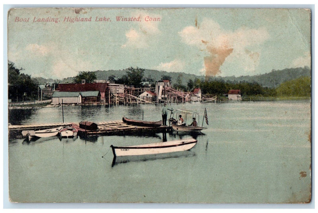 c1910 Boat Landing Highland Lake Winsted Connecticut CT Posted Postcard