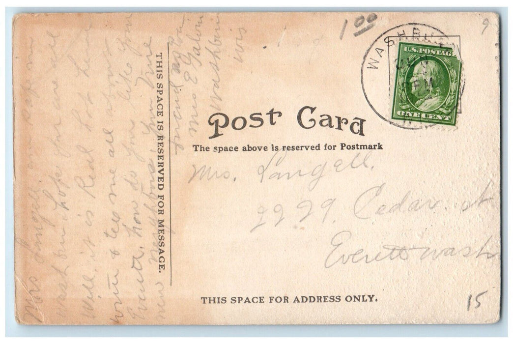 c1910's Public Library Building Washburn Wisconsin WI Posted Antique Postcard