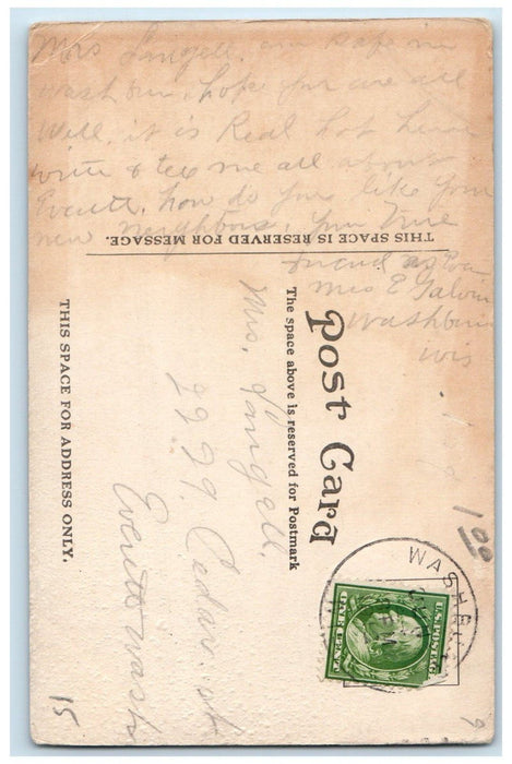 c1910's Public Library Building Washburn Wisconsin WI Posted Antique Postcard