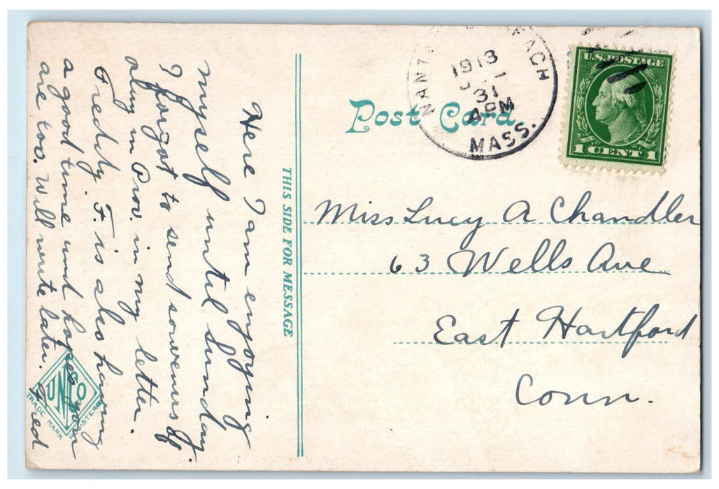 1913 Nantasket Beach Nantasket Massachusetts MA Antique Posted Postcard