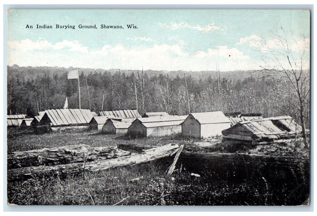 c1910's An Indian Burying Ground Cabin Shawano Wisconsin WI Antique Postcard