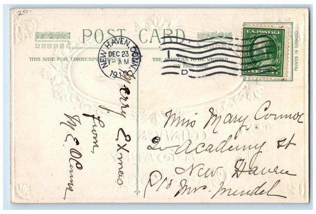 1910 Christmas Winter House John Winsch Artist Signed Embossed Antique Postcard