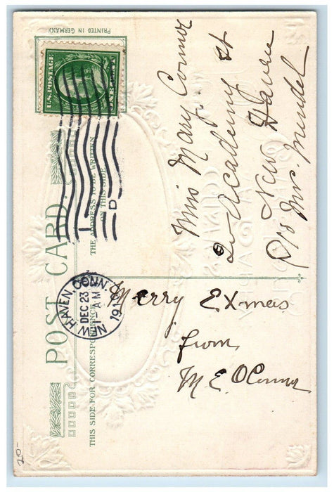 1910 Christmas Winter House John Winsch Artist Signed Embossed Antique Postcard
