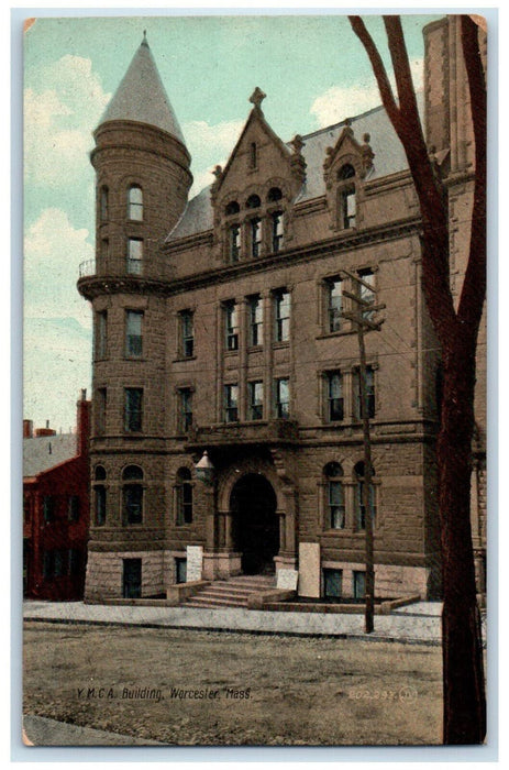 1910 YMCA Building Worcester Massachusetts MA Unposted Antique Postcard