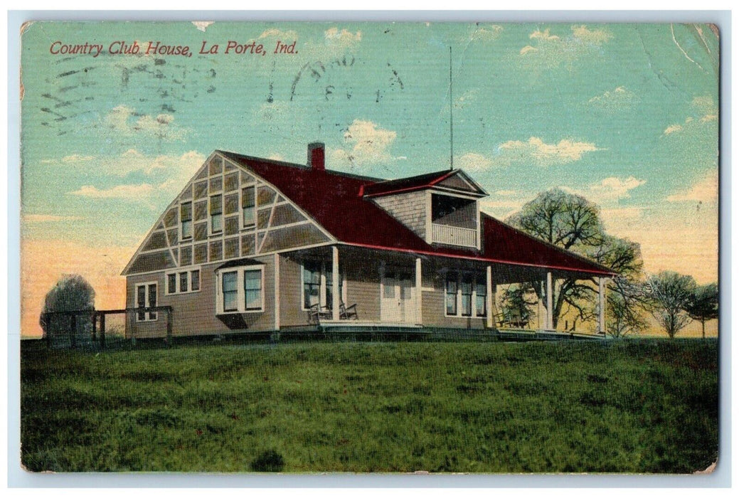 1910 View Of Country Club House La Porte Indiana IN Posted Antique Postcard