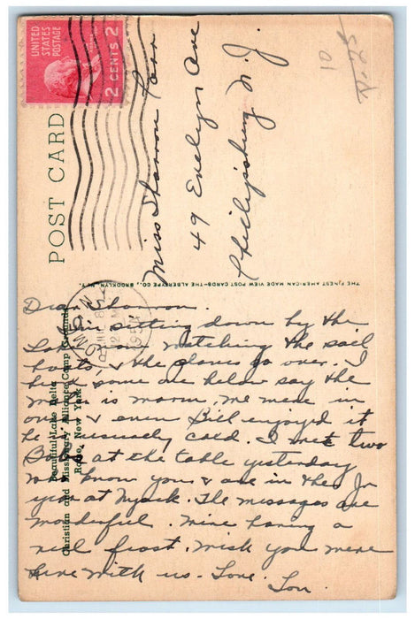 1954 Sailboat Christian and Missionary Alliance Camp Grounds Rome NY Postcard