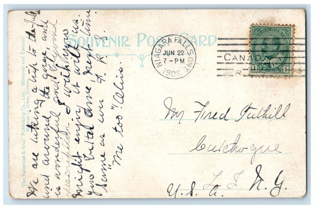 1908 Moonlight Looking Down Niagara River from Queenston Heights Canada Postcard
