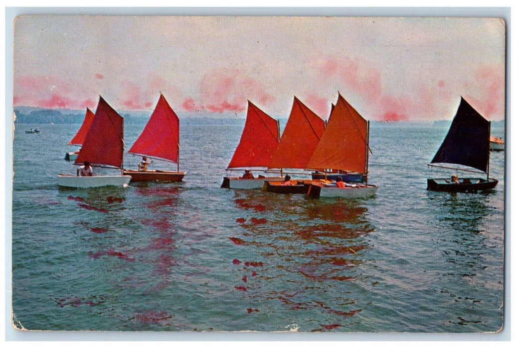 c1960's Pram Class Sail-Boats Gaff Rigged Chatauqua New York NY Postcard