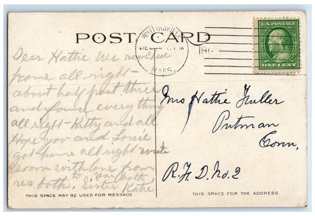 1912 Lovers Lane University Park Worcester Massachusetts MA Posted Postcard