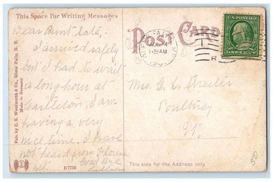 1909 Presbyterian Church And Manse Glens Falls New York NY Antique Postcard