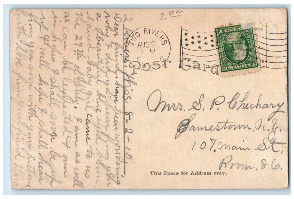 1910 The Public High School Cannon At Two Rivers Wisconsin WI Antique Postcard