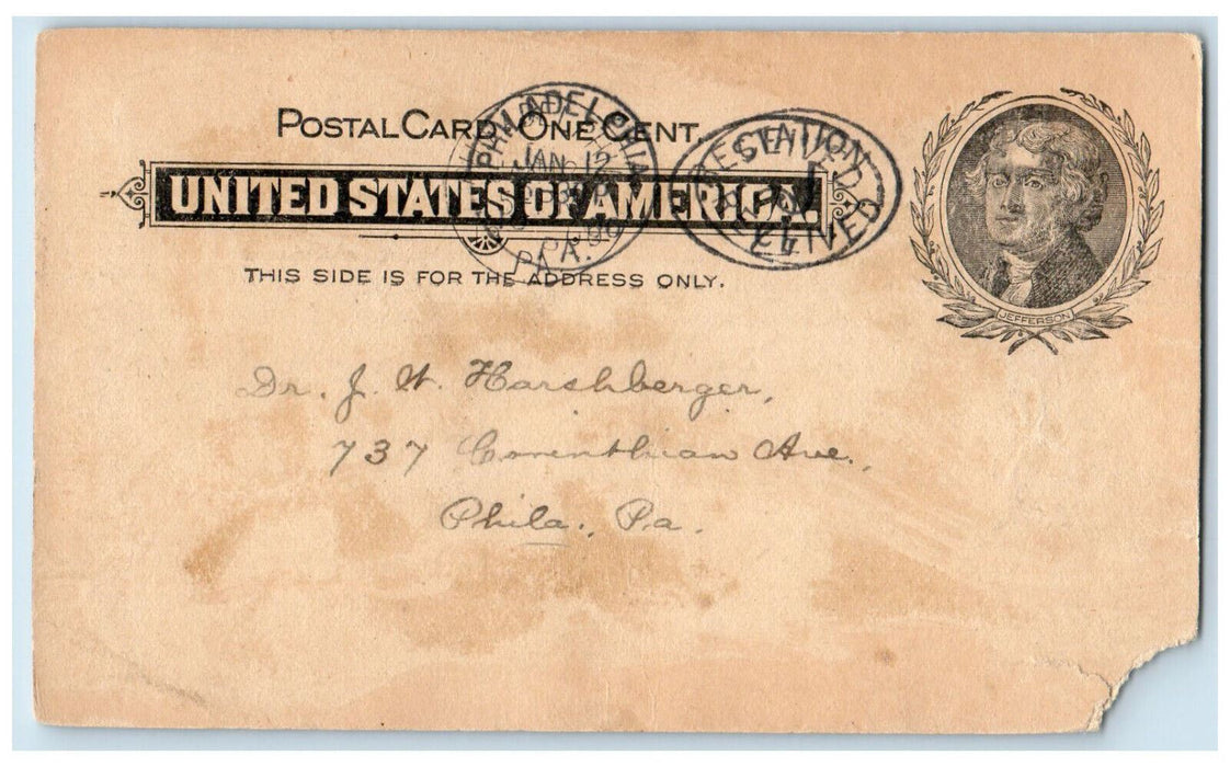 1900 Botanical Society of Pennsylvania Meeting Philadelphia PA PMC Postal Card