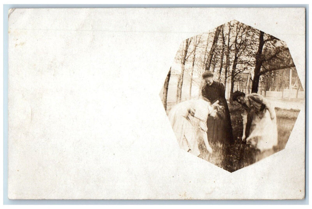c1910's Girls Candid Waukegan Illinois IL RPPC Photo Unposted Antique Postcard