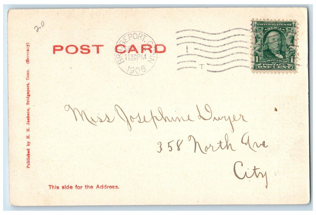 1906 Homeward Bound Sailboat Bridgeport Connecticut CT Rotograph Posted Postcard