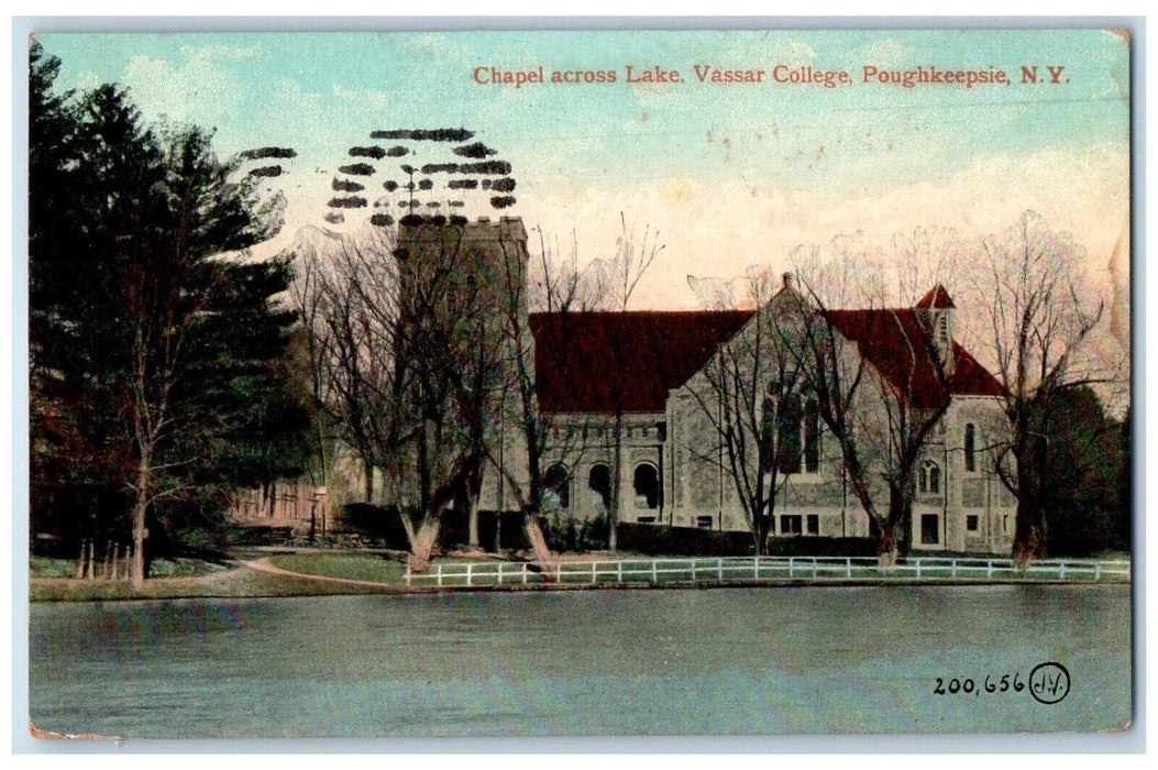 1908 Chapel Across Lake Vessar College Poughkeepsie New York NY Antique Postcard