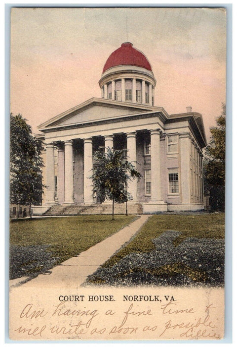 1905 View Of Court House Building Norfolk Virginia VA Posted Antique Postcard