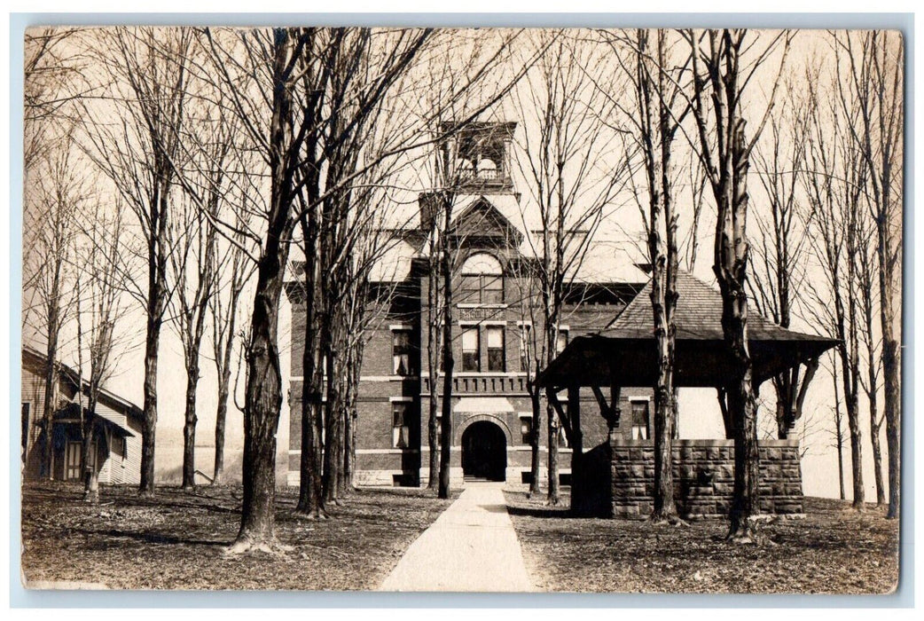 1907 Front View Of School Building Cattaraugus New York NY RPPC Photo Postcard