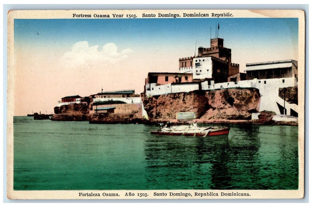 c1910's Fortaleza Ozama Sea Boat Santo Domingo Dominican Republic DR Postcard
