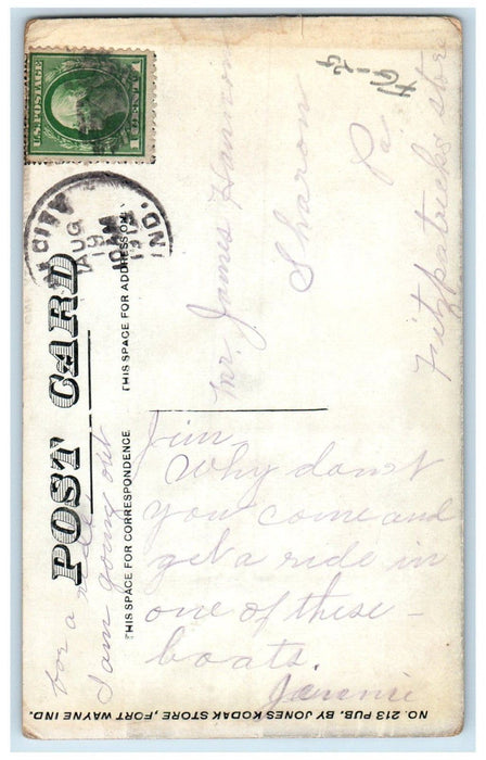 c1910's View Of Boat Landing Rome City Indiana IN Posted Antique Postcard