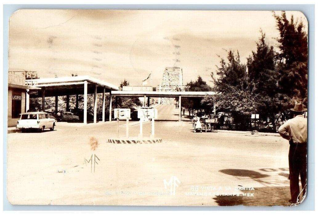 1961 Mataoros Checkpoint Bridge View Mexico RPPC Photo Posted Postcard