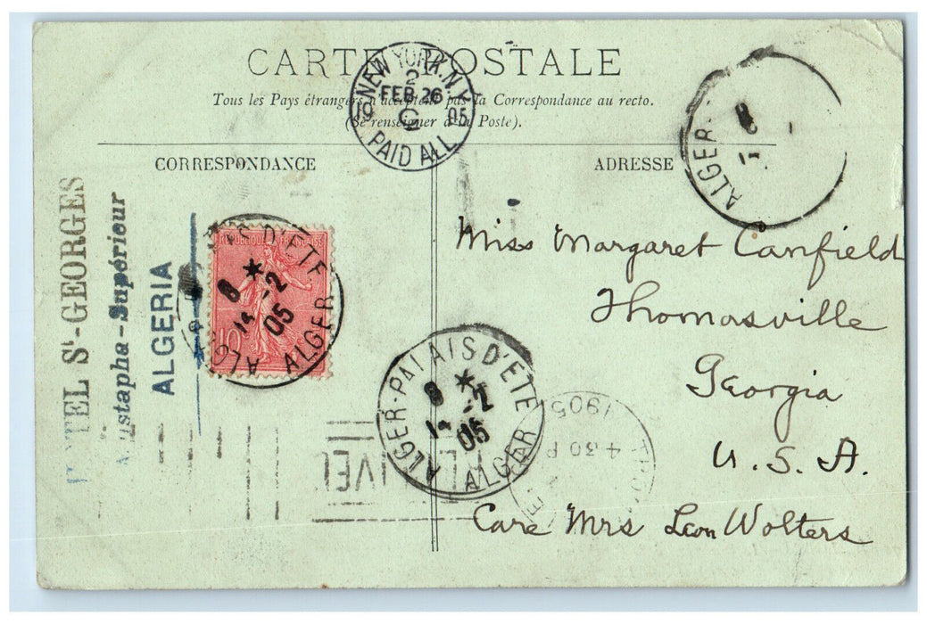 1905 Republic Boulevard and The Pecherie Staircase Algiers Algeria Postcard