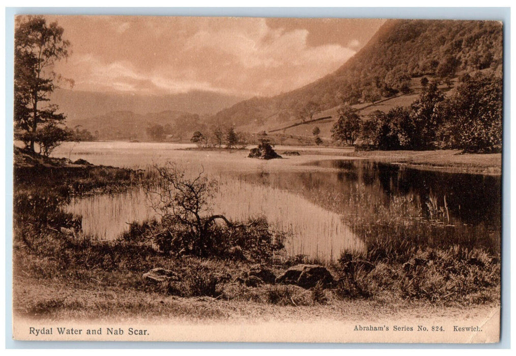 c1940's Rydal Water and Nab Scar Cumbria England Vintage Posted Postcard