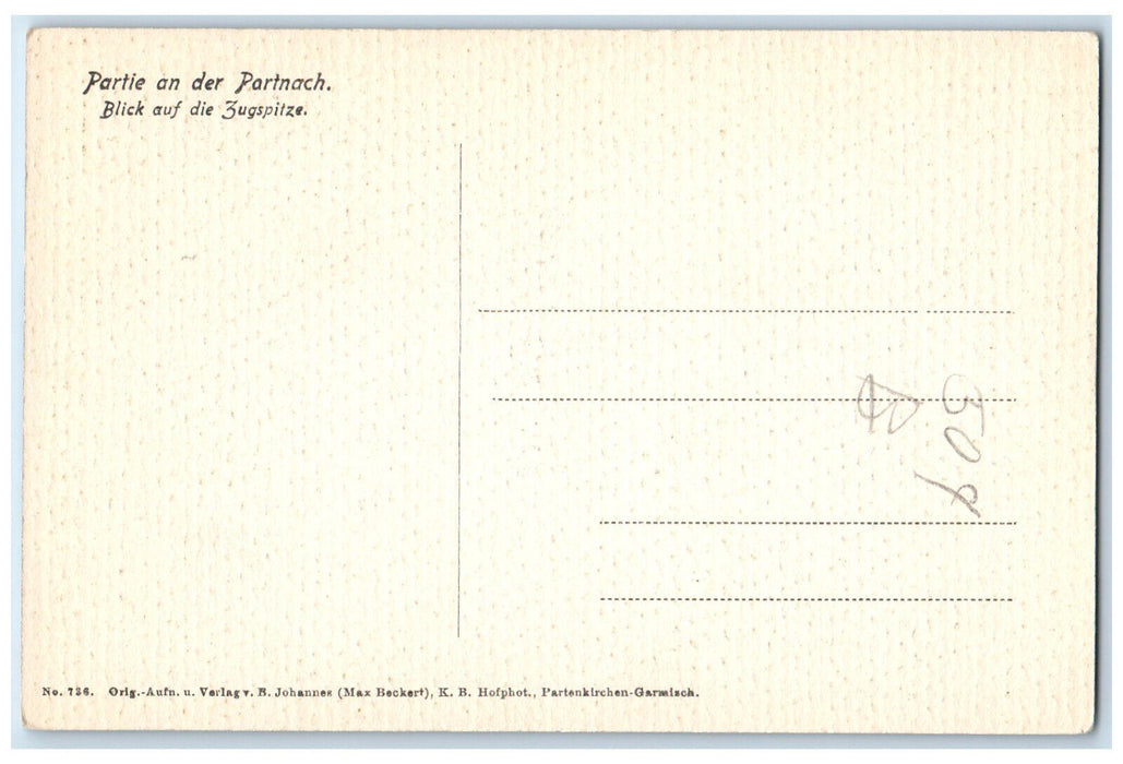 c1940's Party In The Partnach View of the Zugspitze Germany Unposted Postcard