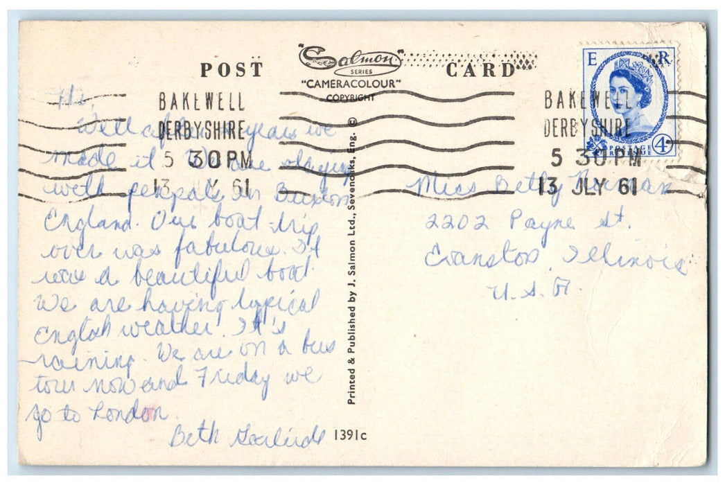 1961 The Goyt Valley Bakewell Derbyshire England Vintage Posted Postcard