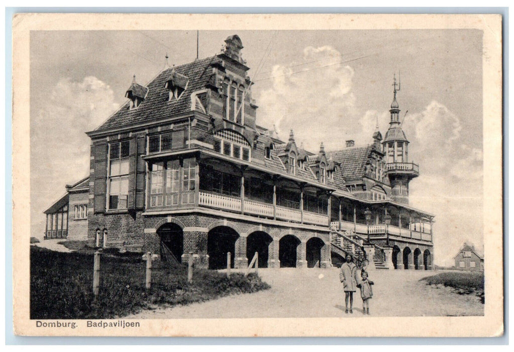 c1950's Bath Pavilion Domburg Netherlands Vintage Unposted Postcard