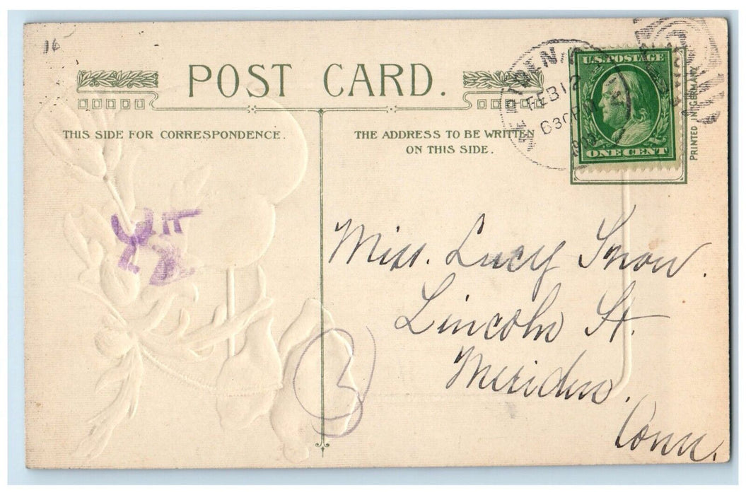 c1910's Valentine Children Umbrella Snowfall Handwarmer Flowers Posted Postcard