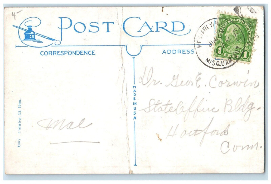 c1930's Sweet Couple Do You Ever Spend Anything But The Evening Dog Postcard