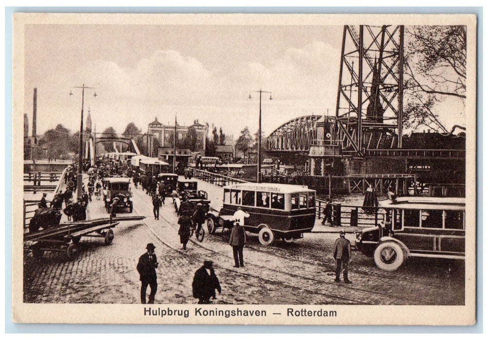 c1940's Hulpbrug Koningshaven Rotterdam Netherlands Vintage Postcard