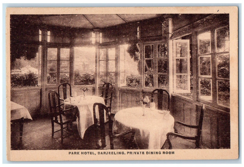 c1940's Park Hotel Darjeeling Private Dining Room India Unposted Postcard