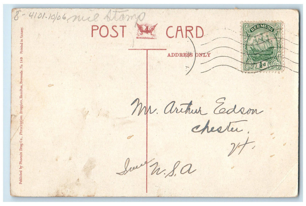 c1910 S.S. "Bermudian" Leaving Hamilton Harbour Bermuda Unposted Postcard