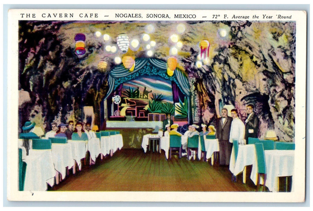 c1940's The Cavern Cafe Nogales Sonora Mexico Antique Unposted Postcard