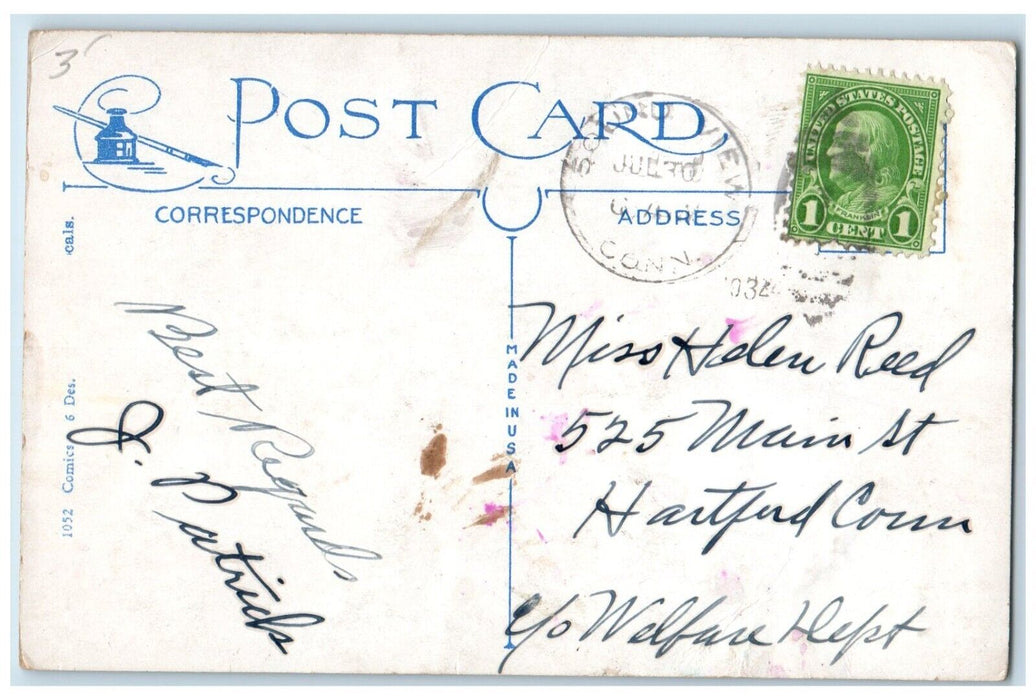 1932 Couple Woman Stockings I'm Up To My Neckin Work Every Evening Postcard