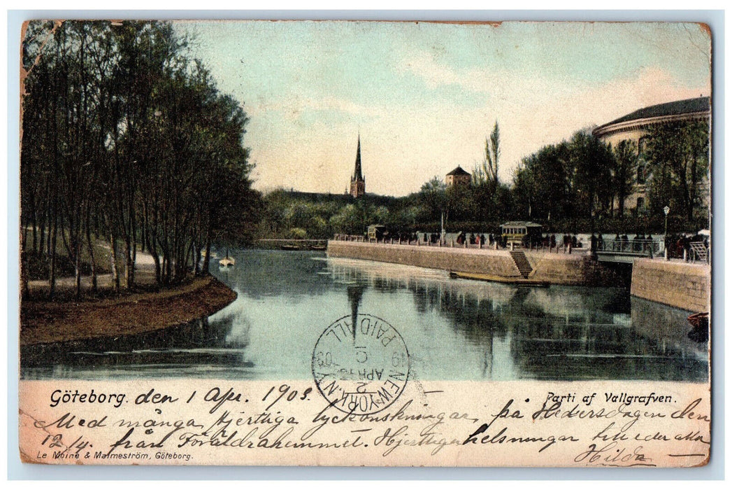 1903 River Part of Vallgrafven Gothenburg Sweden Antique Posted Postcard