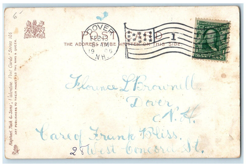 1906 Valentine Man Crying Dogs Outcault Dover New Hampshire NH Tuck's Postcard