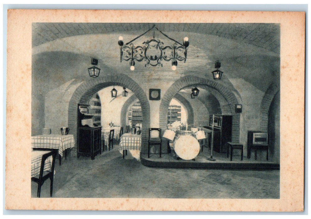 c1950's Ristorante Valle "La Biblioteca" American Bar Roma Italy Postcard