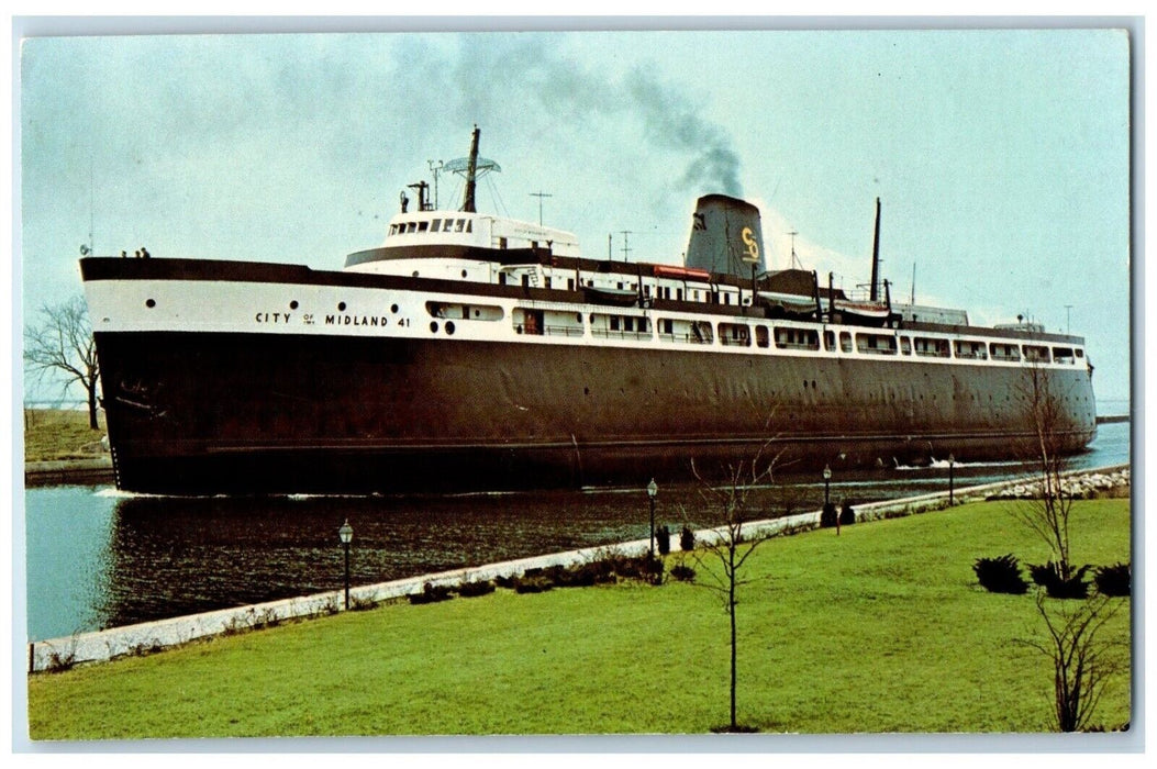 c1960 SS City Midland 41 C&O Railway Steamer Ship Ludington Michigan MI Postcard