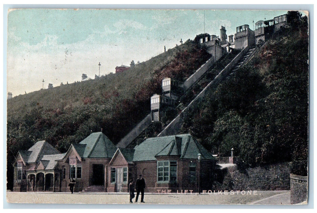 1907 Inclined Railways The Lift Folkestone England Antique Posted Postcard