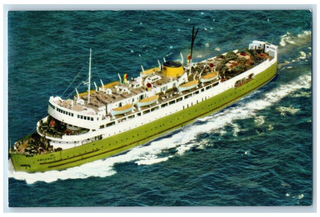 c1960 Top View C.N.R. Car Ferry Abegweit Borden PEI Cape Tormentine NB Postcard