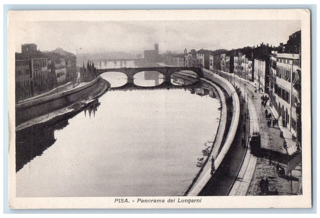c1920's Bridge View Panorama Dei Lungarno Pisa Italy Antique Unposted Postcard