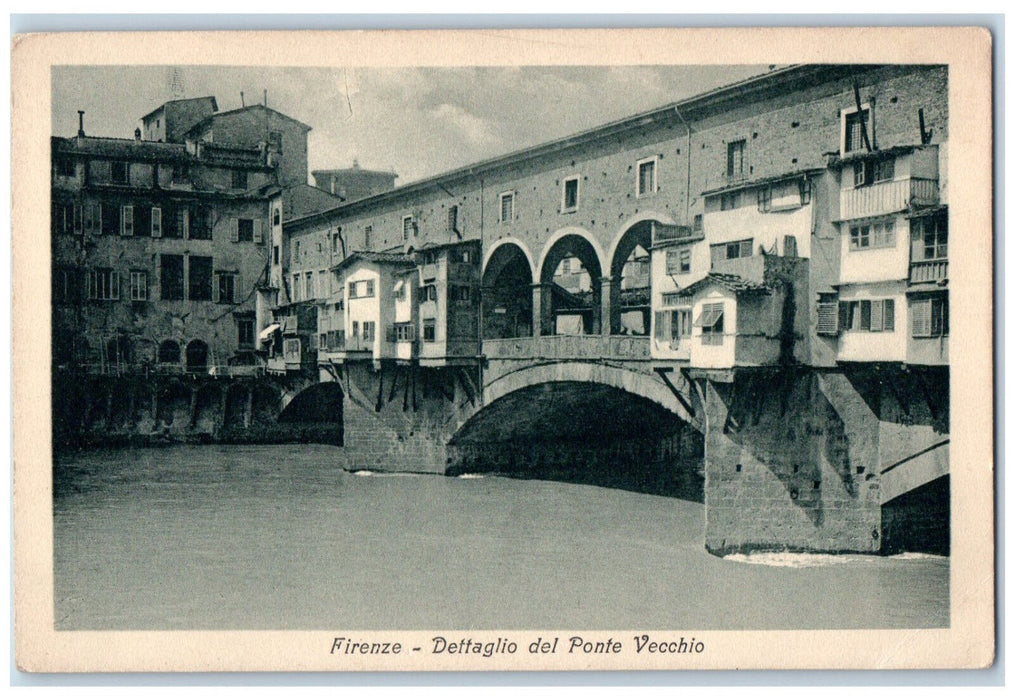 c1940's Dettaglio Del Ponte Vecchio Firenze Italy Unposted Antique Postcard