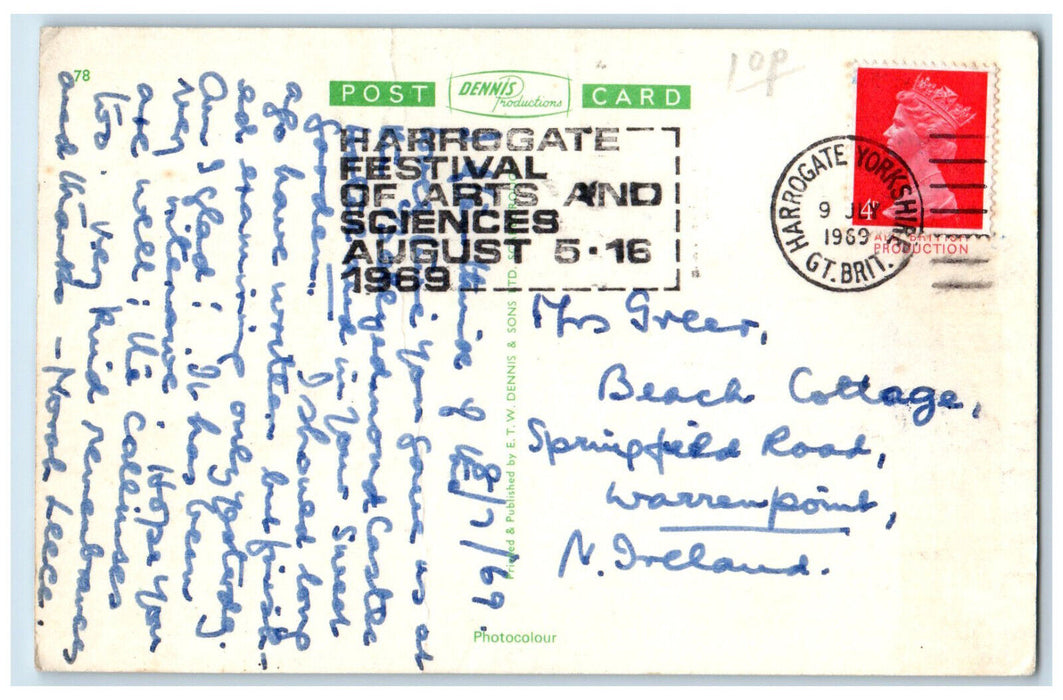 1969 Sun Pavilion Harrogate England Festival of Arts and Science Stamp Postcard