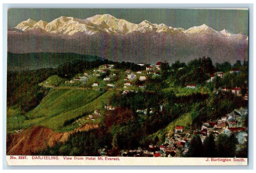 c1910's Birds Eye View From Hotel Mt. Everest Darjeeling India Antique Postcard