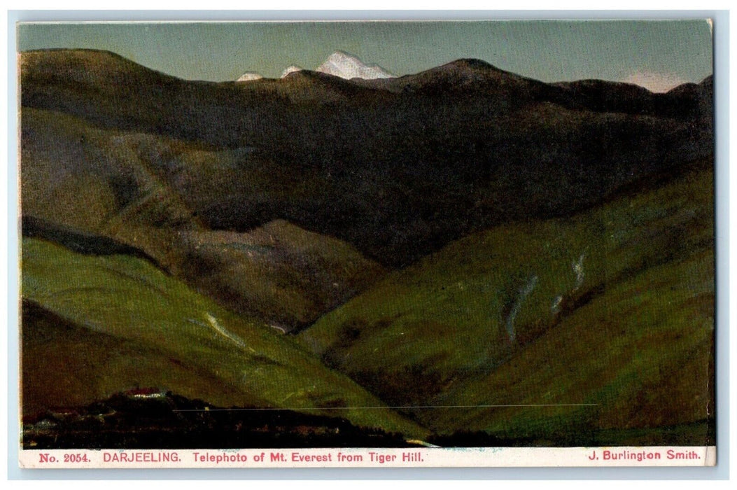 c1910's Telephoto Of Mt. Everest From Tiger Hill Darjeeling India Postcard