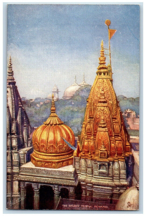 c1910's The Golden Temple Benares Holiest City India Oilette Tuck's Postcard
